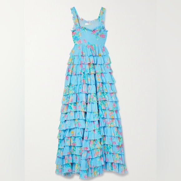 LoveShackFancy Idra Tiered Floral-print Voile Maxi Dress - 6 - Picture 2 of 5